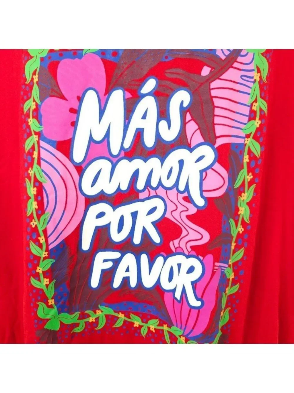 Mas Amor Por Favor T Shirt Mens Size 2XL Red Latino Heritage Month More Love